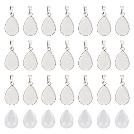 Набор для самостоятельного изготовления подвески в форме капли, в том числе 304 подвеска из нержавеющей стали с кабошоном, Кабошоны из стекла