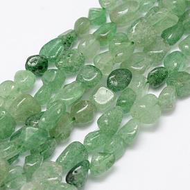 Brins de perles de quartz vert naturel, nuggets