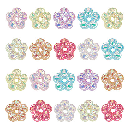 50 шт. непрозрачные акриловые бусины с УФ-покрытием, радужный, 5-лепестков цветка