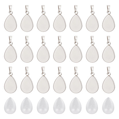 Набор для самостоятельного изготовления подвески в форме капли, в том числе 304 подвеска из нержавеющей стали с кабошоном, Кабошоны из стекла