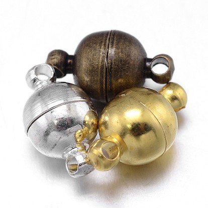 Round Brass Magnetic Clasps with Loops, Nickel Free