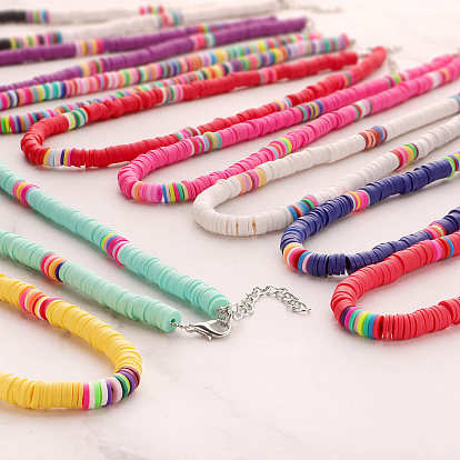 Colorful Soft Clay Choker Necklace for Women, Fashionable 6mm Round Disc Neck Chain Jewelry