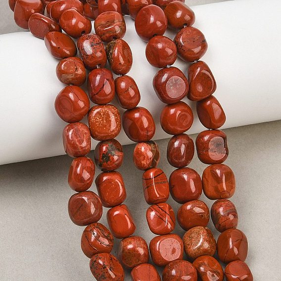Rouge naturel perles de jaspe brins, nuggets