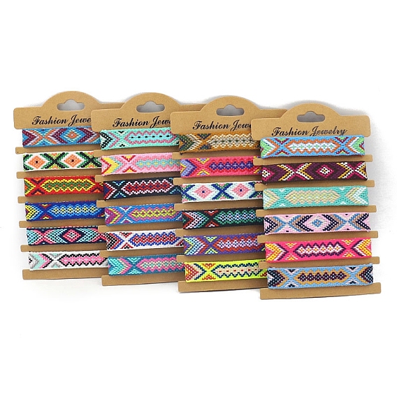 Женские браслеты на плоской подошве из полиэстера в этническом стиле с ромбическим шнуром, регулируемый браслет с кисточкой