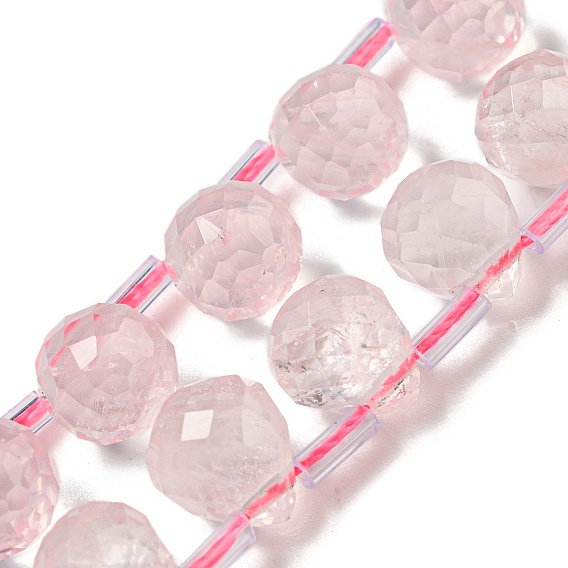Natural Rose Quartz Beads Strands, Faceted, Top Drilled, Teardrop