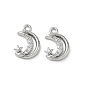 Brass Micro Pave Clear Cubic Zirconia Charms, Moon and Star Charms