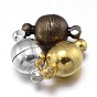 Round Brass Magnetic Clasps with Loops, Nickel Free