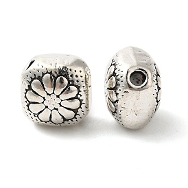 Tibetan Style Alloy Beads, Rhombus with Flower