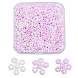 3 Colors 8/0 Opaque Glass Seed Beads, Round Hole, Frosted Colours, Round