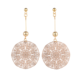Stud Earrings, with Brass Findings and 304 Stainless Steel Stud Earring Findings, with Ear Nuts, Flower