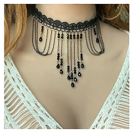 Модное кружевное ожерелье для вечеринки и танца, винтажные украшения в европейском и американском стиле f18460