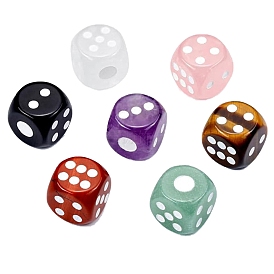 Natural Gemstone Carved Cube Dice, for Playing Tabletop Games