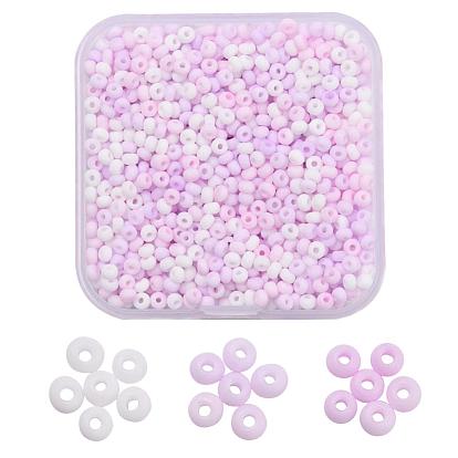 3 Colors 8/0 Opaque Glass Seed Beads, Round Hole, Frosted Colours, Round