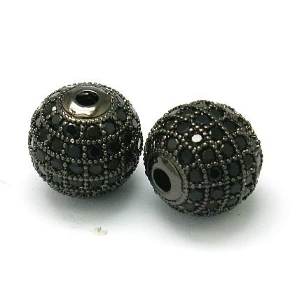 Brass Cubic Zirconia Beads, Round