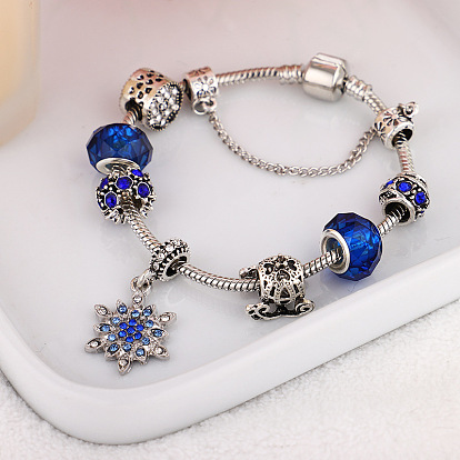 Blue Starry Sky Bracelet - DIY Fairy Tale Christmas Diamond Snowflake Glass Bead Bracelet.