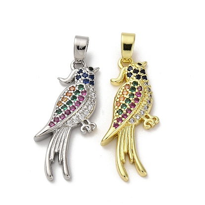 Латунные микро проложить кубического циркония подвески, без кадмия, без никеля и без свинца, подвески в виде попугаев