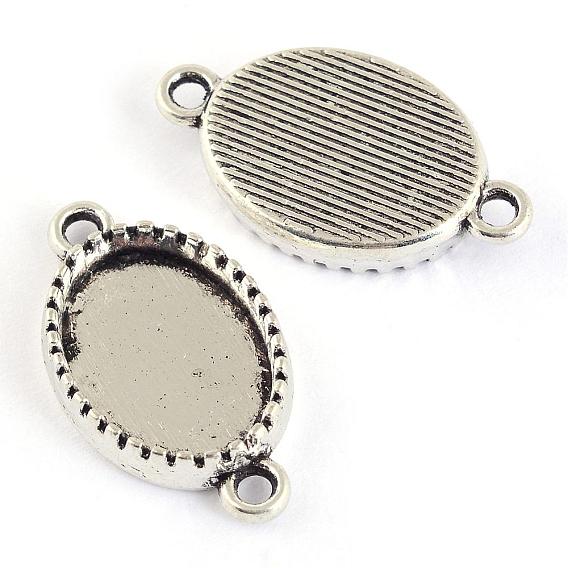 Tibetan Style Alloy Link Cabochon Settings, Cadmium Free & Lead Free, Oval