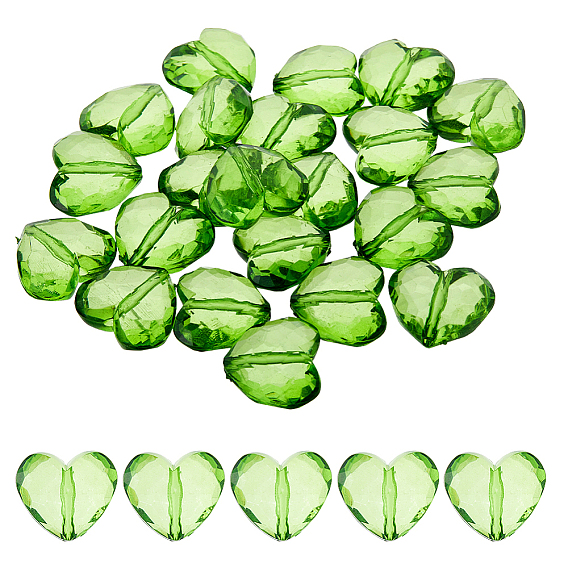 30 шт прозрачные акриловые бусины, сердце, граненые