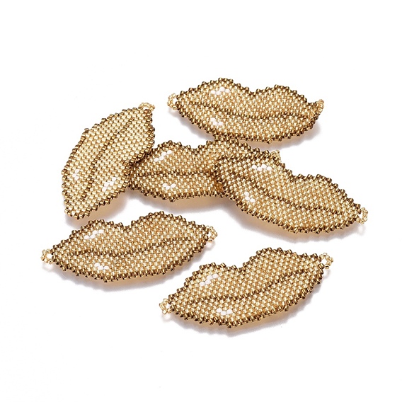 MIYUKI & TOHO Handmade Japanese Seed Beads Links, Loom Pattern, Lip