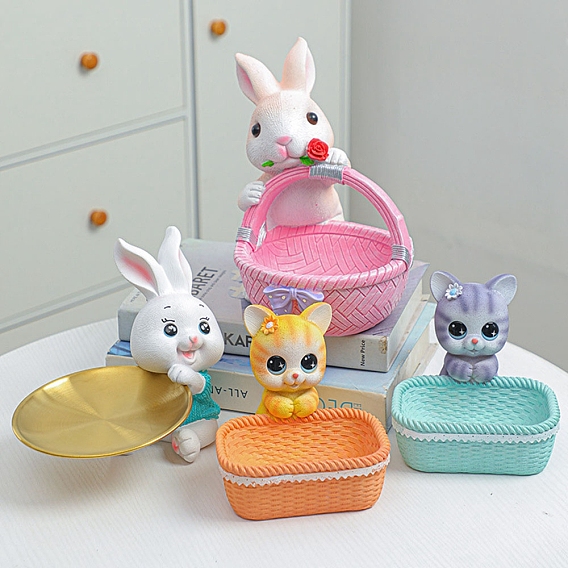 Фигурки кошек/кроликов из смолы, Хранение ключей для входных ювелирных изделий для украшения домашнего рабочего стола