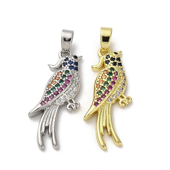 Латунные микро проложить кубического циркония подвески, без кадмия, без никеля и без свинца, подвески в виде попугаев
