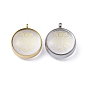 304 Stainless Steel Pendants, with Glass, Flat Round