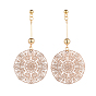 Stud Earrings, with Brass Findings and 304 Stainless Steel Stud Earring Findings, with Ear Nuts, Flower