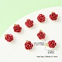 Rack Plating Alloy Charms, with ABS Plastic, Cadmium Free & Lead Free, Rose Flower with Letter K, Dark Red