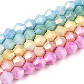 Антикоррозийные гальванические биконические стеклянные бусины, имитация драгоценных камней, с покрытием AB цвета, граненые