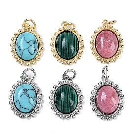 Драгоценный камень овальной подвески, латунные овальные подвески с соединительными кольцами