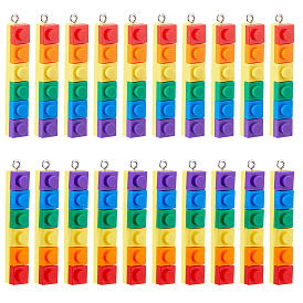 20шт 2 цветные непрозрачные акриловые подвески, структурный элемент, с платиново-железными петлями
