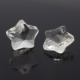 Faceted Star Glass Charms, 13x14x8mm, Hole: 1mm