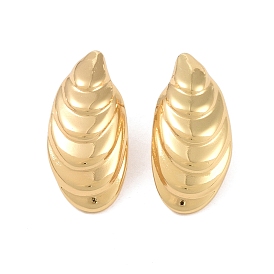 Texture Oval 304 Stainless Steel Stud Earrings for Women