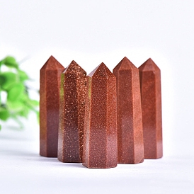 Synthetic Goldstone Point Tower Wands, for Energy Balancing Meditation Therapy Decors, Hexagonal Prism