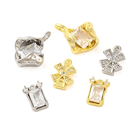 Brass Pave Clear Cubic Zirconia Pendants, Real 18K Gold Plated