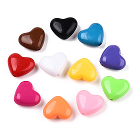 Opaque Acrylic Beads, Peach Heart