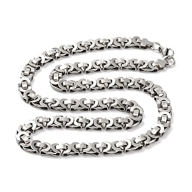 201 Stainless Steel Byzantine Chain Necklace, with 304 Stainless Steel Clasps