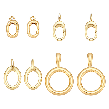 8шт 4 стили латунные пружинные затворные кольца, долговечный, без свинца и без кадмия, стойки покрытие