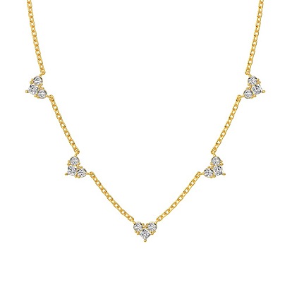 925 Ожерелья из стерлингового серебра с прозрачным фианитом и цепочкой в виде сердца с кисточками для женщин