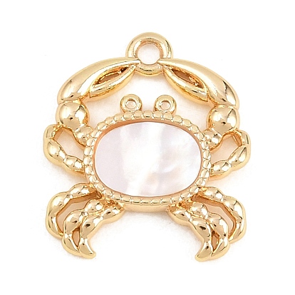 Подвески в виде морских животных из натуральных ракушек, латунные подвески в виде крабов, долговечный, стойки покрытие, без свинца и без кадмия, цвет морской раковины