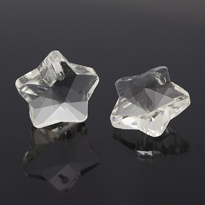 Faceted Star Glass Charms, 13x14x8mm, Hole: 1mm