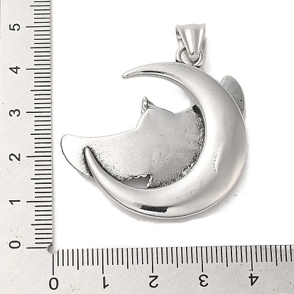304 Stainless Steel Pendants, Moon with Eagle Charm