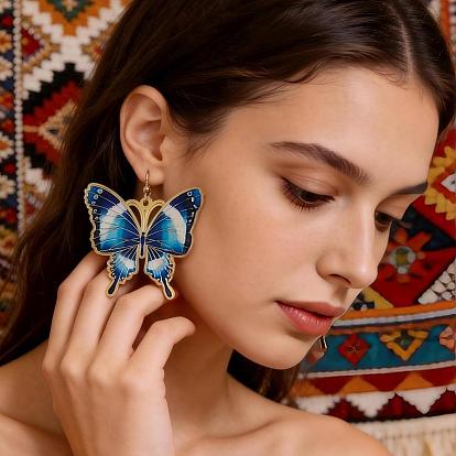 Латунь болтаться серьги, бабочка, с результатами железной серьги