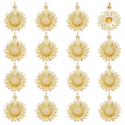 16 латунные подвески шт., долговечный, цветок, с целью перехода в кольце