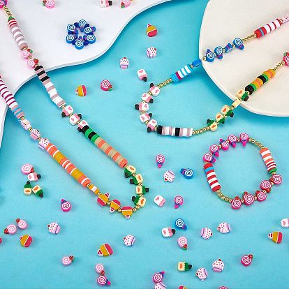 320Pcs 8 Styles Handmade Polymer Clay Beads, Food, Cake & Candy & Ice Cream