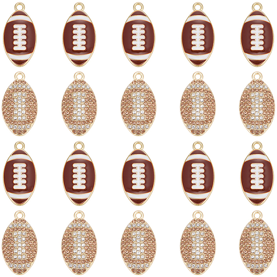 20pcs 2 Stile legieren Strassanhänger, mit Emaille, Rugby