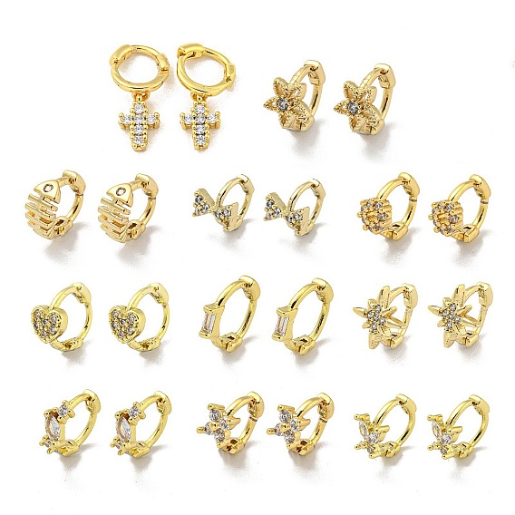 Серьги-кольца из латуни с микропаве из кубического циркония, реальный 18 k позолоченный