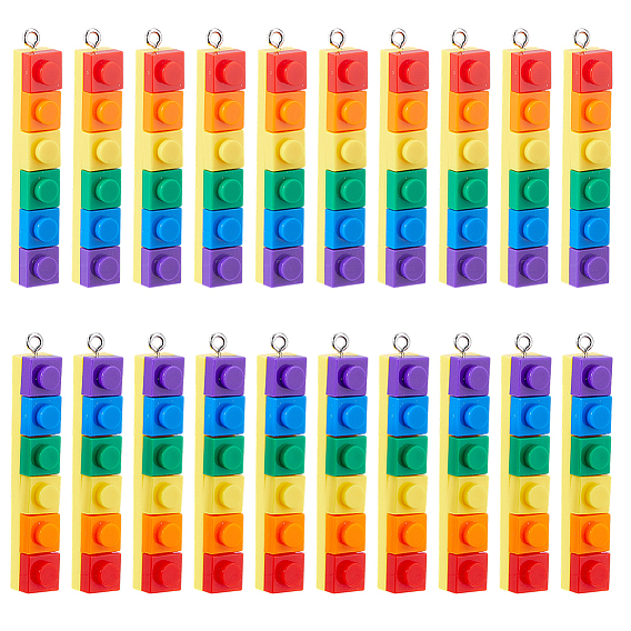 20шт 2 цветные непрозрачные акриловые подвески, структурный элемент, с платиново-железными петлями