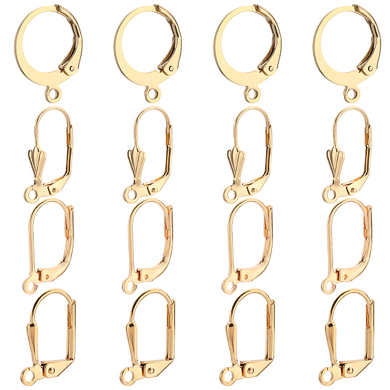 40шт. 4 стиль латунь и 304 нержавеющая сталь серьги с застежкой-молнией, с петлями, долговечный