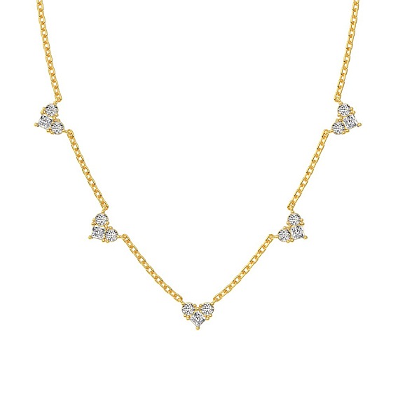 925 Ожерелья из стерлингового серебра с прозрачным фианитом и цепочкой в виде сердца с кисточками для женщин